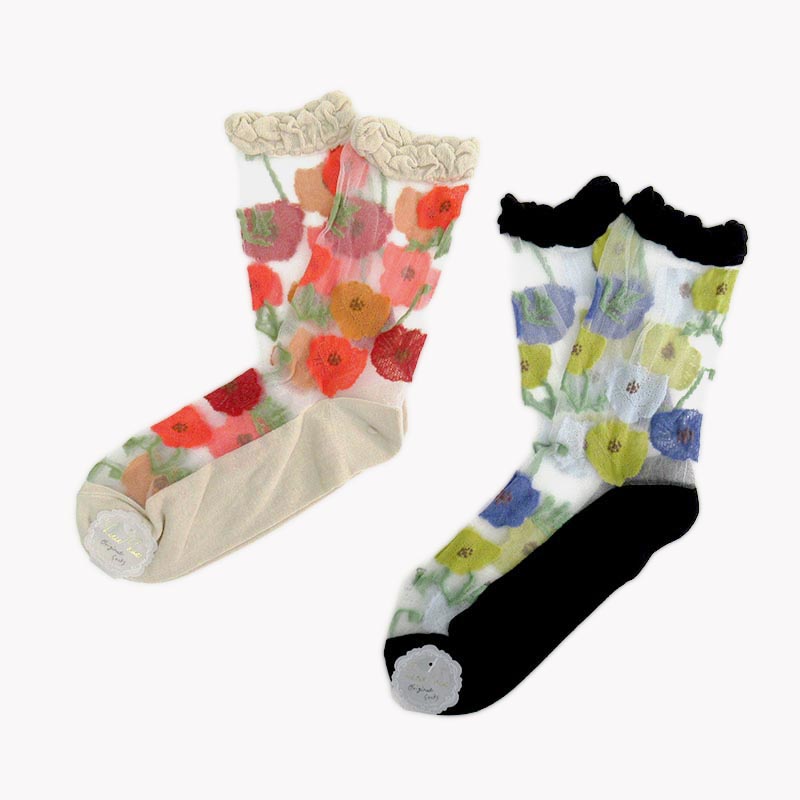 Petit Pas シースルークルーソックス ポピー